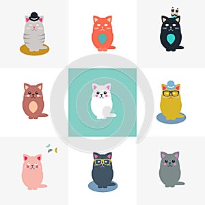 Cat collection. Vector illustration.