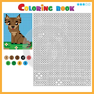 Cat. Color by numbers. Coloring book for kids. Colorful Puzzle Game for Children with answer