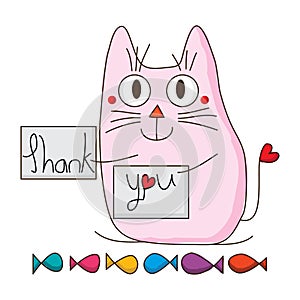 Cat cute hold thank you card