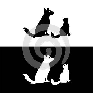 Cat and dog animal vector logo design
