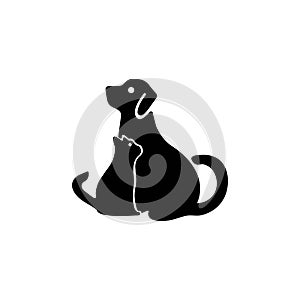 Cat and dog animal vector logo design