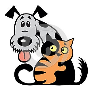 Cat and dog friendship. Logo