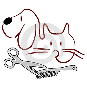 Cat and dog grooming logo