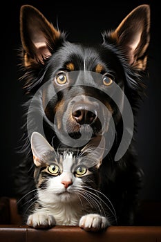 Cat and dog heads, AI generated