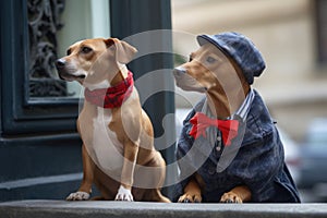 a cat and dog modeling the latest fashions from the runways of paris