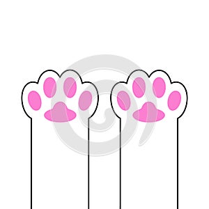 Cat dog paw print foot leg. Kitten puppy pink paws footprint icon. Cute cartoon character body part silhouette. Baby pet