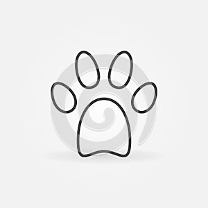 Cat or Dog Paw Print linear vector concept icon or logo
