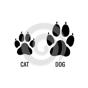 Cat and dog paw prints comparison