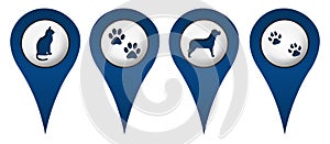 Cat Dog Paws Location Icons