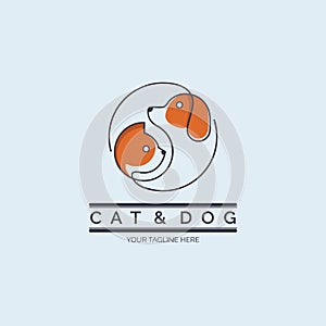 Cat and Dog pet shop logo design template for brand or company and other