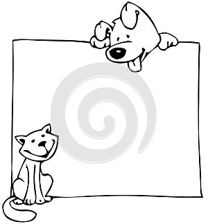 Cat dog and poster