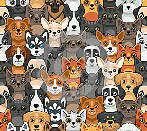 Cat and Dog Seamless Pattern. Cute Cartoon Style. Vector