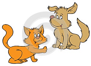 Cat and Dog (vector clip-art)