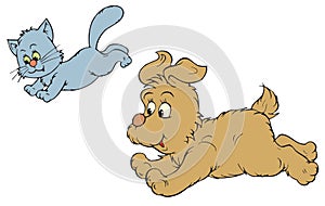 Cat and Dog (vector clip-art)