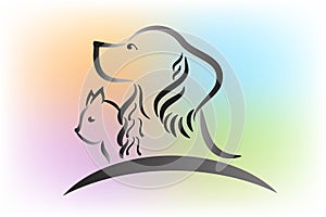 Cat and dog vector image logo