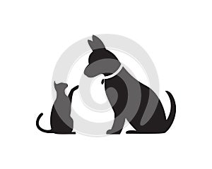 Cat and Dog vector silhouettes logo