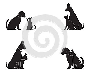 Cat and Dog vector silhouettes logo