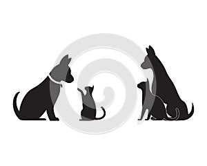 Cat and Dog vector silhouettes logo