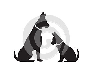 Cat and Dog vector silhouettes logo