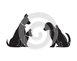 Cat and Dog vector silhouettes logo