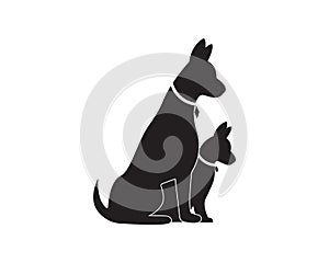 Cat and Dog vector silhouettes logo