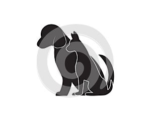 Cat and Dog vector silhouettes logo