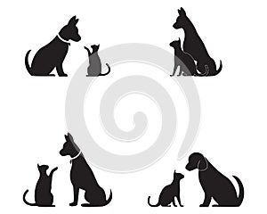 Cat and Dog vector silhouettes logo