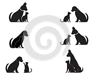 Cat and Dog vector silhouettes logo