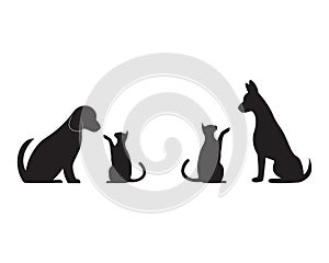 Cat and Dog vector silhouettes logo