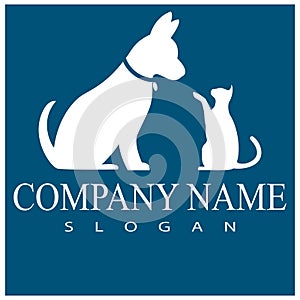 Cat and Dog vector silhouettes logo template