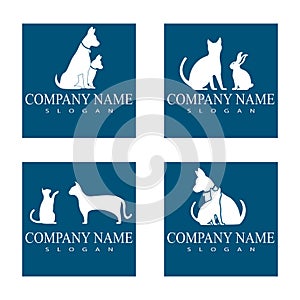 Cat and Dog vector silhouettes logo template