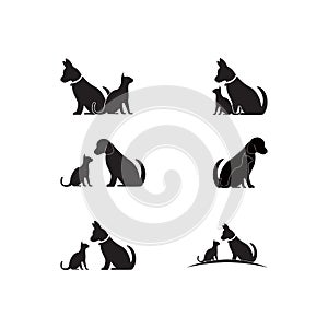 Cat and Dog vector silhouettes logo template