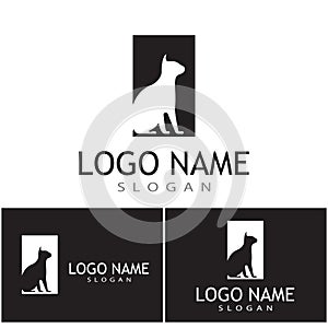 Cat and Dog vector silhouettes logo template