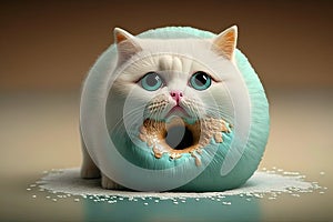 Cat donut shape illustration generative ai