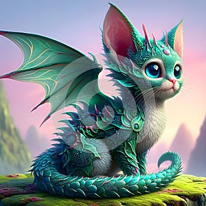Cat with dragon hybrid It has long, pointed ears that are slightly frayed.
