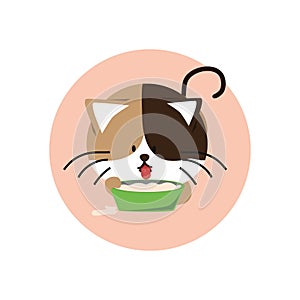 cat drinking milk. Vector illustration decorative design