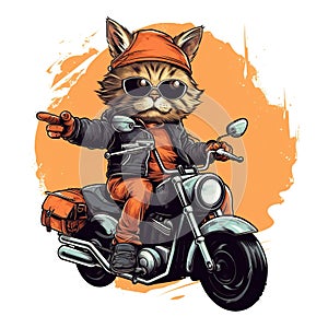 Cat driving a motorcycle in the summer Generative AI