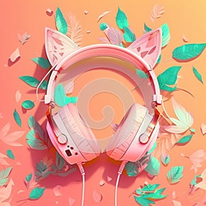 Cat Ear pink Headphones.