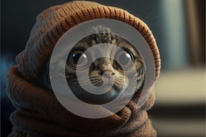 Cat in et the extra terrestrial habit illustration generative ai photo