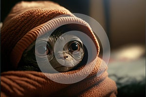 Cat in et the extra terrestrial habit illustration generative ai photo