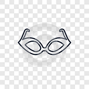 Cat eyes glasses concept vector linear icon isolated on transparent background, Cat eyes glasses concept transparency logo in out