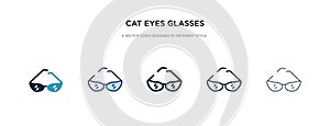 Cat eyes glasses icon in different style vector illustration. two colored and black cat eyes glasses vector icons designed in