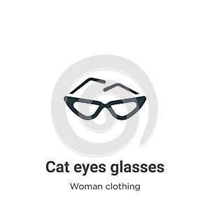 Cat eyes glasses vector icon on white background. Flat vector cat eyes glasses icon symbol sign from modern woman clothing