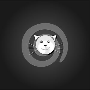 Cat face icon flat.