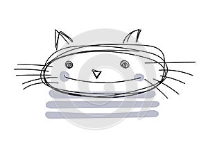 Cat face sketch. Cat Isolated objects on white background. Design concept for children, print, nursery design, baby