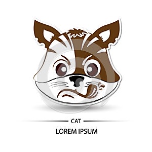Cat face touchy logo and white background