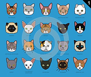 Cat Faces Icon Cartoon 1 Stroke