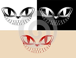 Cat faces: vector illustration with three color schemes
