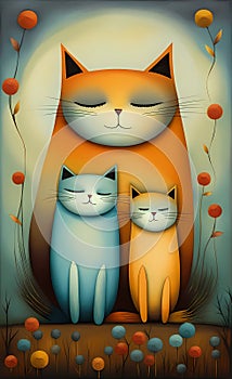 The cat family - AI generated art