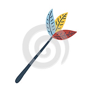 Cat feather toy in cartoon flat style isolated on white. Vector illustration of kitten accessory